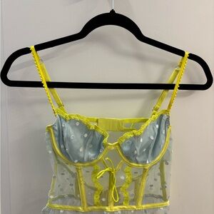 Vintage Victoria's Secret Yellow and Blue Sheer Tank Top